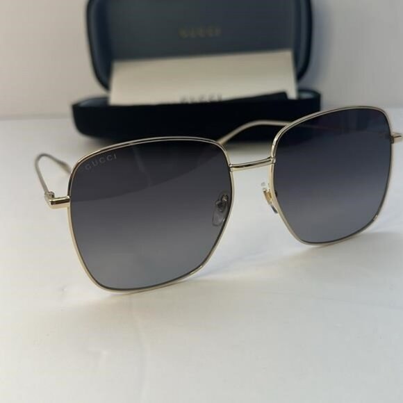 💯 - New Authentic GUCCI GG1031S-001 59 Sunglass Woman Metal Gold-Gold-Grey - Picture 1 of 16